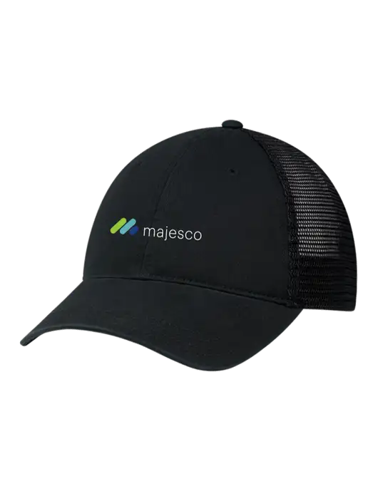 Richardson 111 Garment Washed Trucker Cap Black w/Black Mesh w/Majesco Logo
