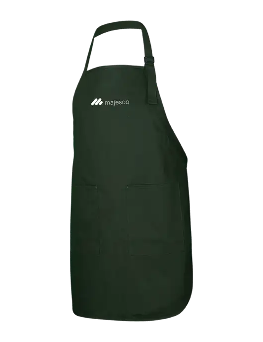Full-Length Dark Green Apron With Pockets w/Majesco Logo
