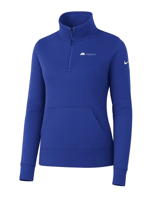 Nike Womens Royal Club Fleece Sleeve Swoosh 1/2-Zip w/Majesco Logo