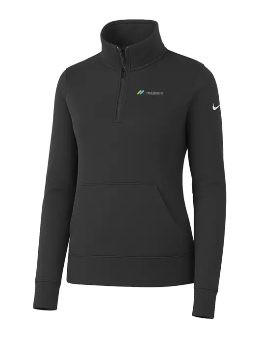Nike Womens Dark Grey Club Fleece Sleeve Swoosh 1/2-Zip w/Majesco Logo