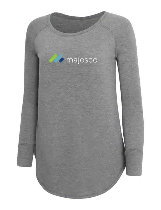 Womens Perfect Wide Collar Tunic Tri-Blend Grey Frost 4.5 oz T-Shirt w/Majesco Logo