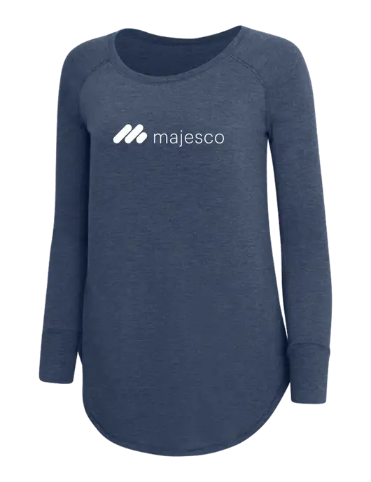 Womens Perfect Wide Collar Tunic Tri-Blend Navy Frost 4.5 oz T-Shirt w/Majesco Logo