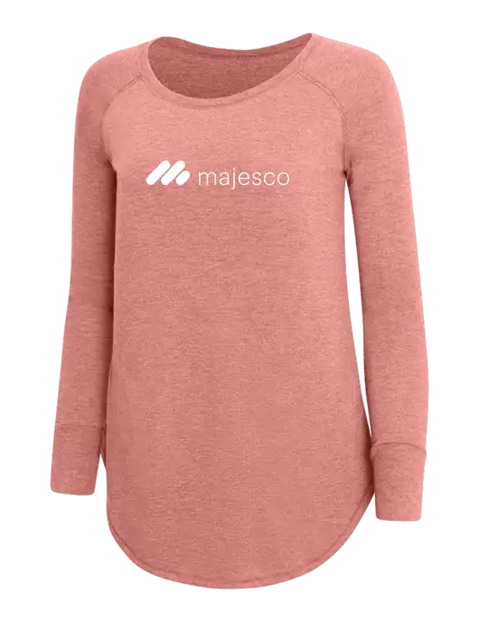 Womens Perfect Wide Collar Tunic Tri-Blend Blush Frost 4.5 oz T-Shirt w/Majesco Logo