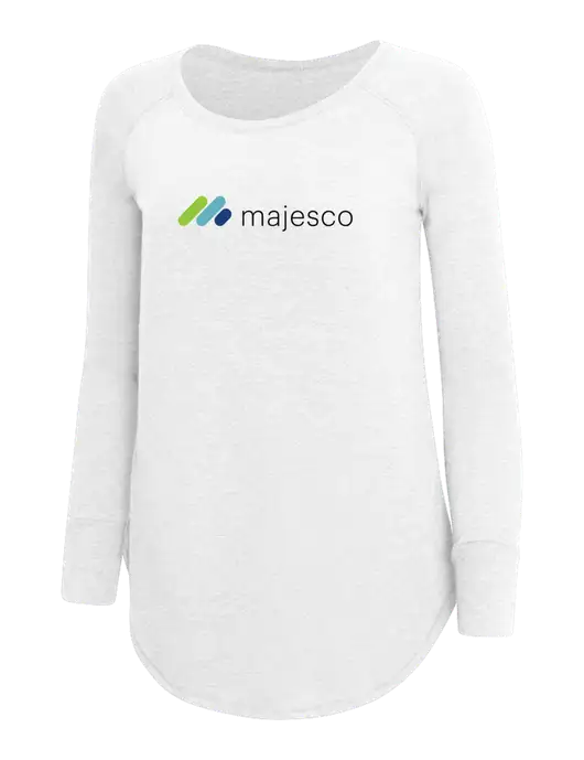 Womens Perfect Wide Collar Tunic Tri-Blend White 4.5 oz T-Shirt w/Majesco Logo