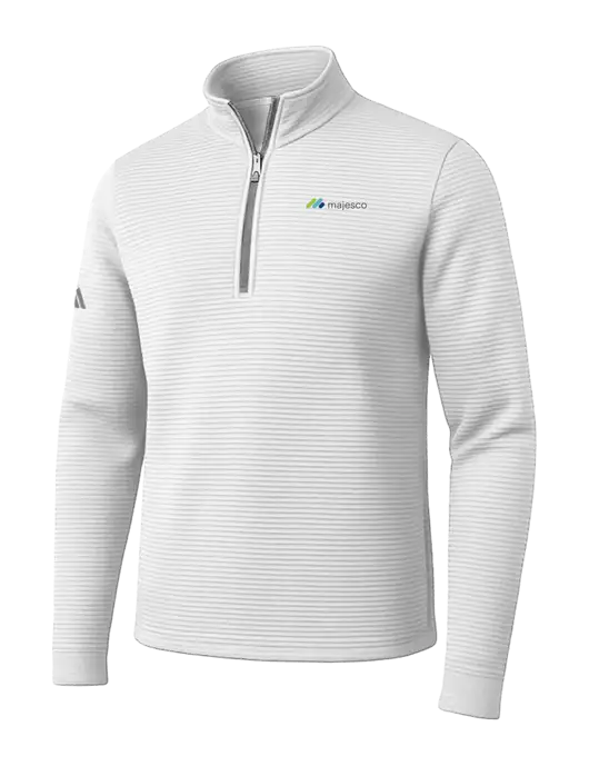 Adidas White Spacer Quarter-Zip Pullover w/Majesco Logo