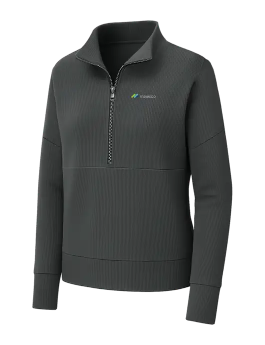 Mercer+Mettle Womens Dark Grey Linear Texture Quarter Zip w/Majesco Logo