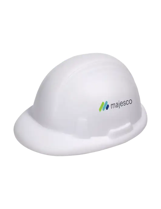 White Hard Hat Stress Reliever w/Majesco Logo