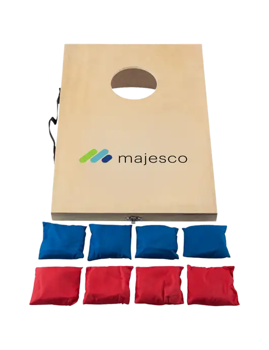 Mini 10 1/2" x 15 3/4" Wood Cornhole Game w/Majesco Logo