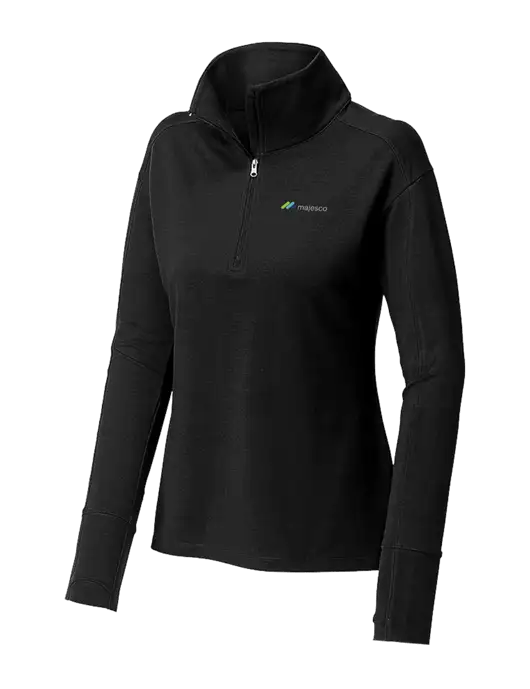 Womens Sport-Wick Flex Fleece Black 1/4-Zip w/Majesco Logo
