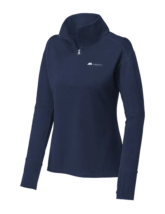 Womens Sport-Wick Flex Fleece Dark Navy 1/4-Zip w/Majesco Logo