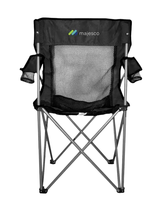 Titan Black/Black Mesh Folding Chair w/Majesco Logo