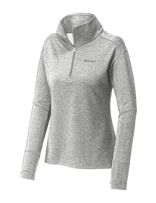 Womens Sport-Wick Flex Fleece Light Grey Heather 1/4-Zip w/Majesco Logo