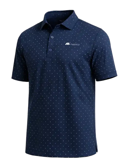 Callaway Micro Chev Dark Navy Print Polo w/Majesco Logo