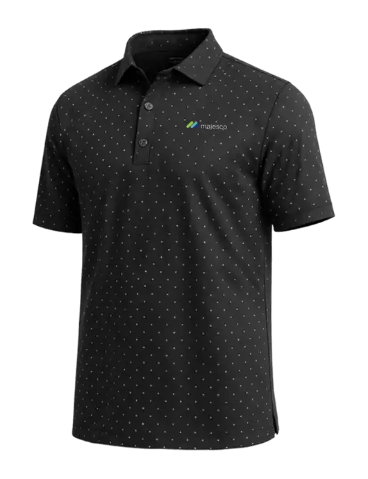 Callaway Micro Chev Black Print Polo w/Majesco Logo