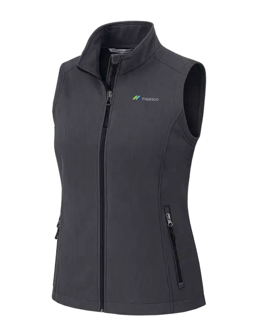 Charcoal Heather Womens Core Soft Shell Vest w/Majesco Logo